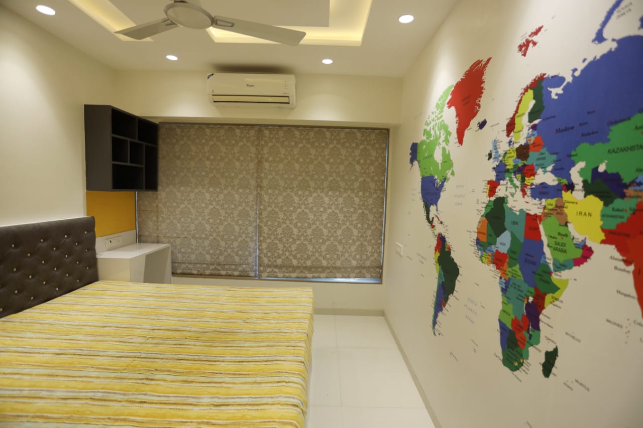 Kids Bedroom with World-Map Wall - Nahur, Mumbai